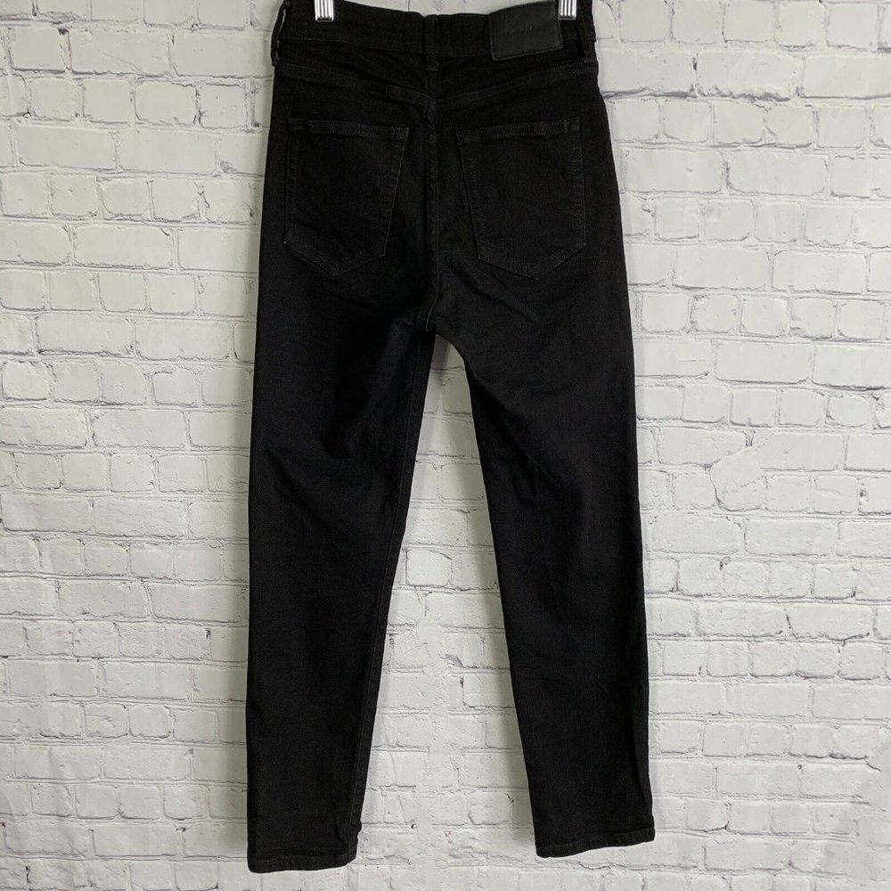 Everlane High Rise Slim Straight Cigarette Button Fly Black Denim Jeans 25R - Picture 3 of 12